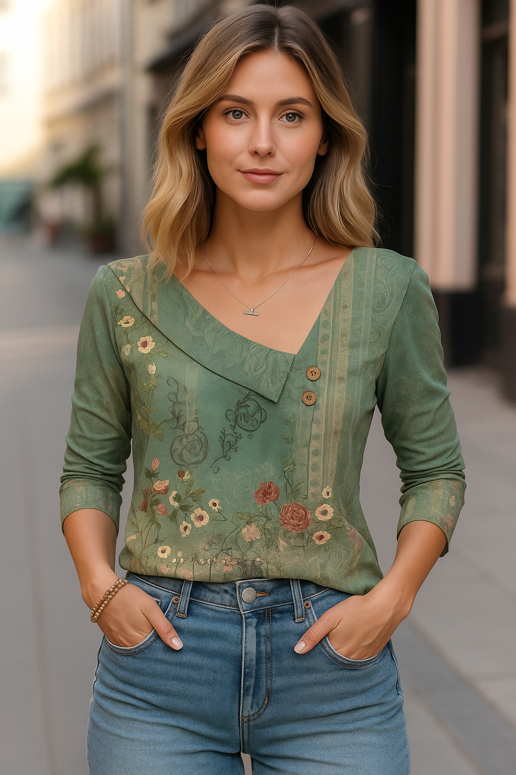 Blusa Meia Manga Floral