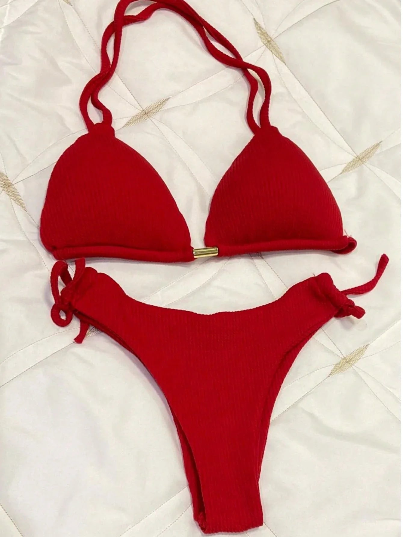 Biquíni Cortininha Canelado Bruna