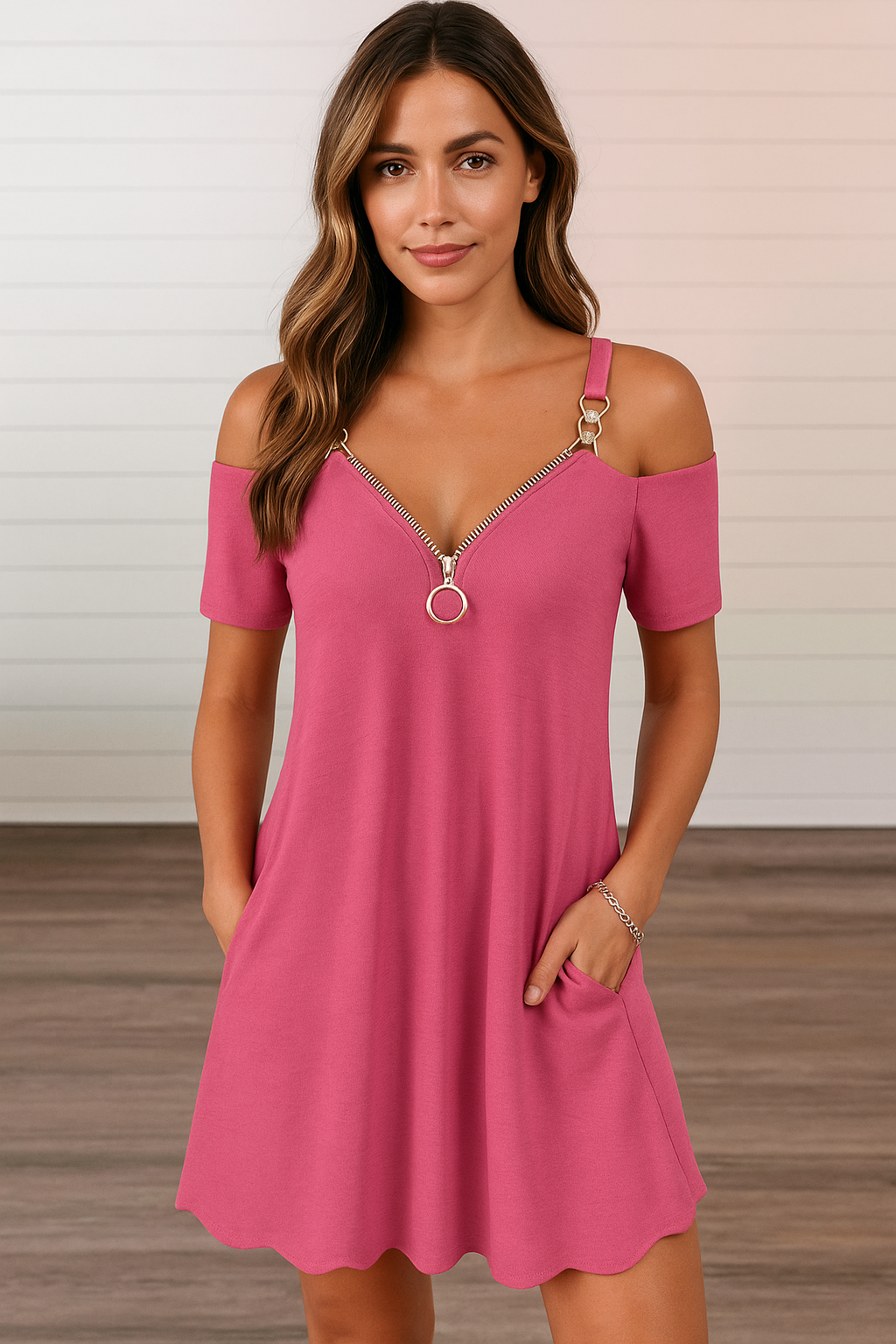 Vestido Midi com Manga Curta Kika