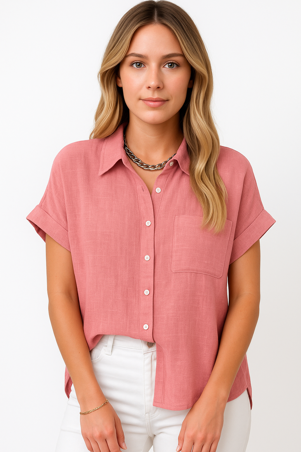 Blusa de Manga Curta de Linho Juju