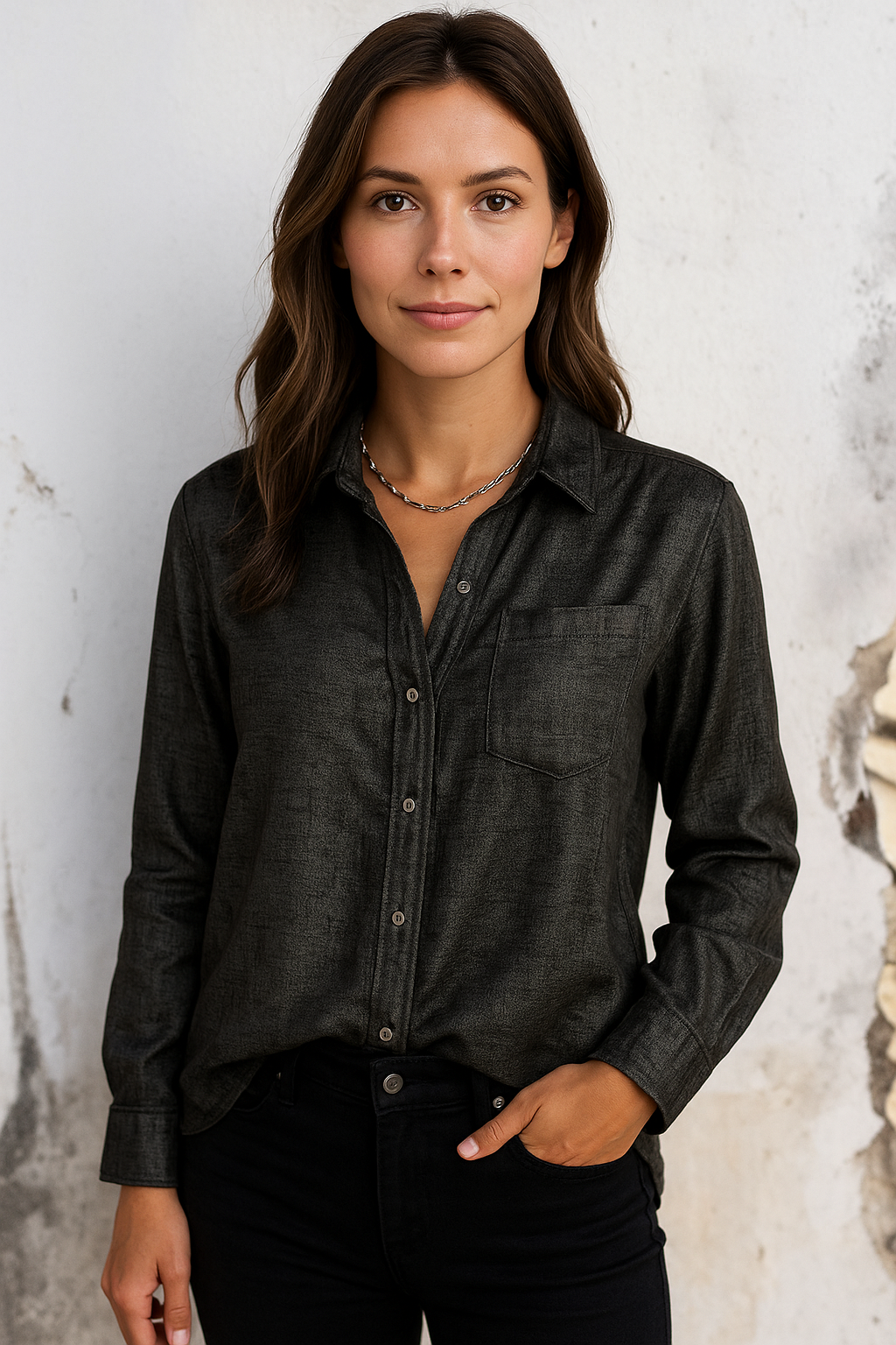 Chemise Manga Comprida de Veludo Mila