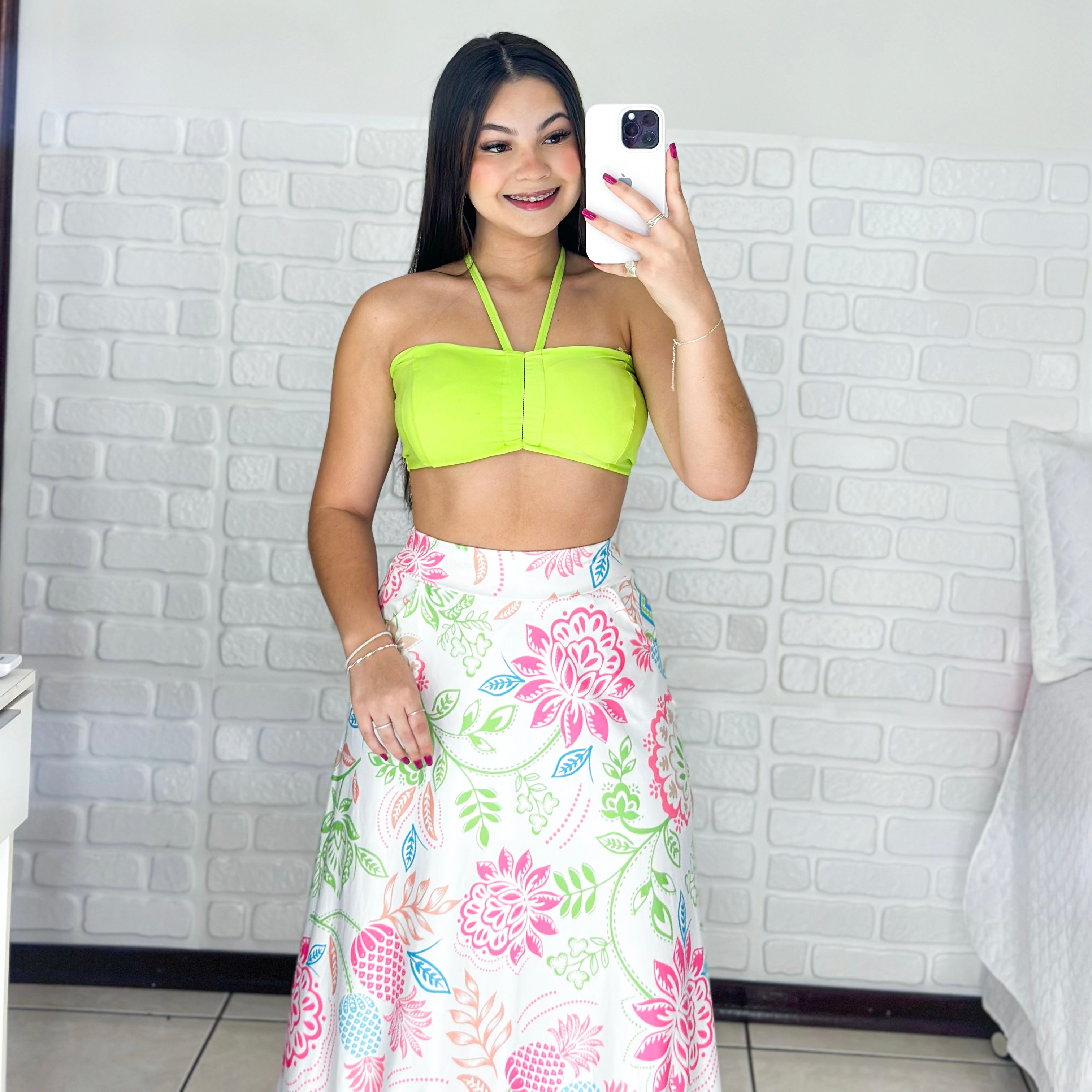 Conjunto Cropped + Saia Longa Summer