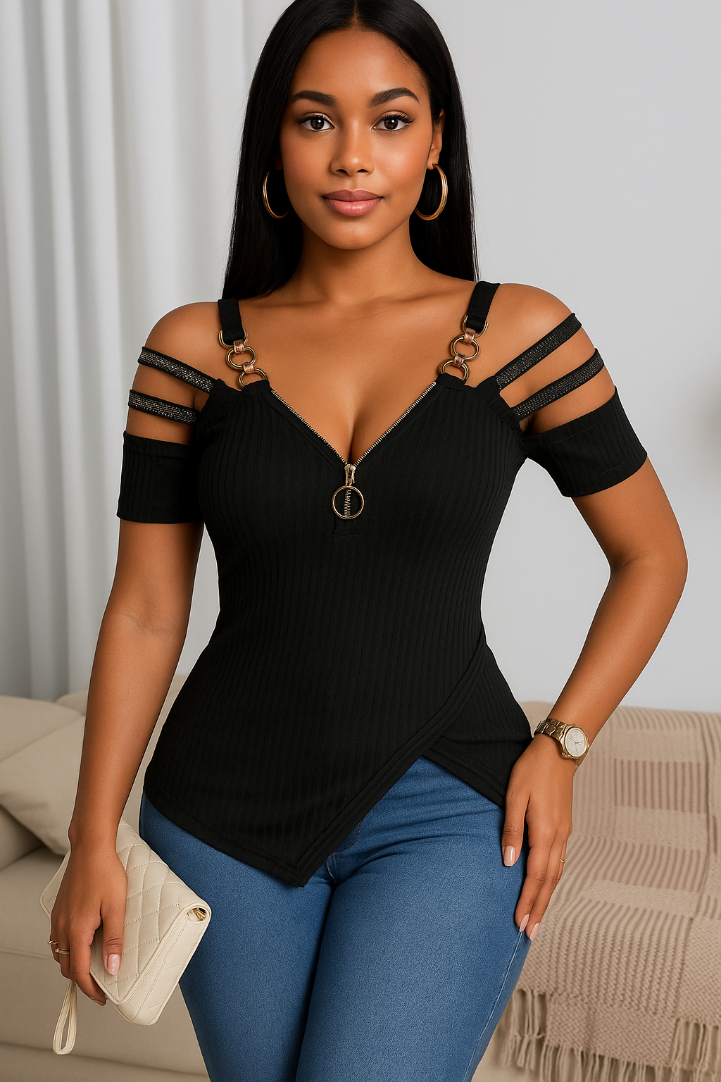 Blusa com Mangas Curtas Diva