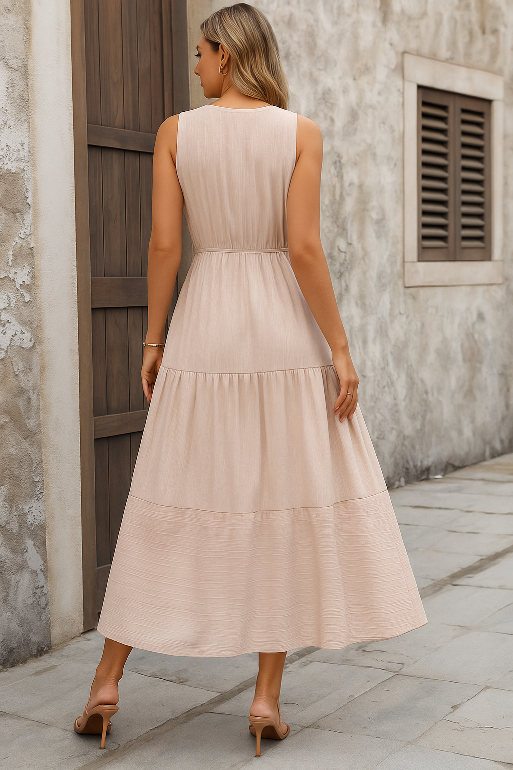 Vestido Longo sem Manga Europa