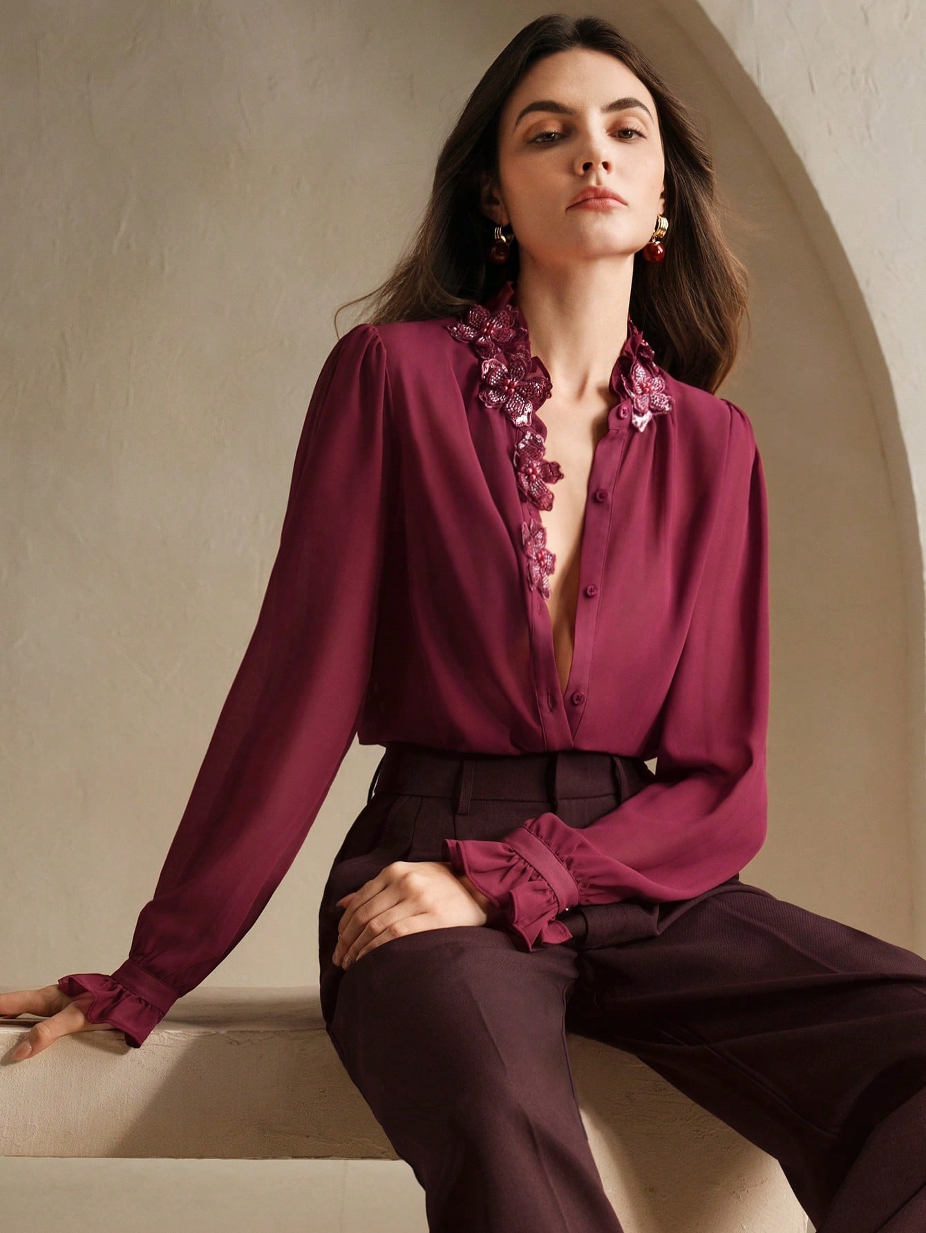 Camisa Manga Longa com Bordado Melissa