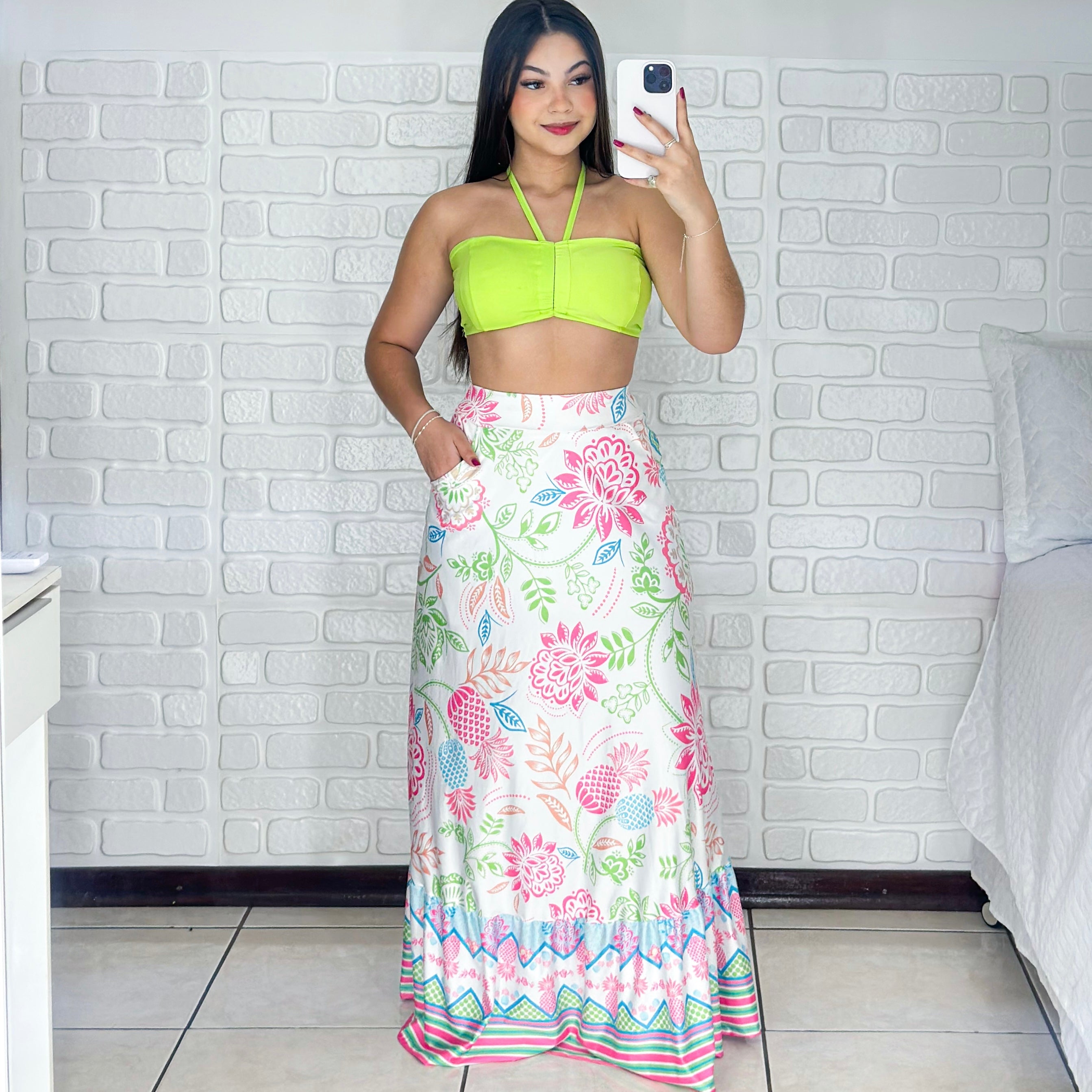 Conjunto Cropped + Saia Longa Summer