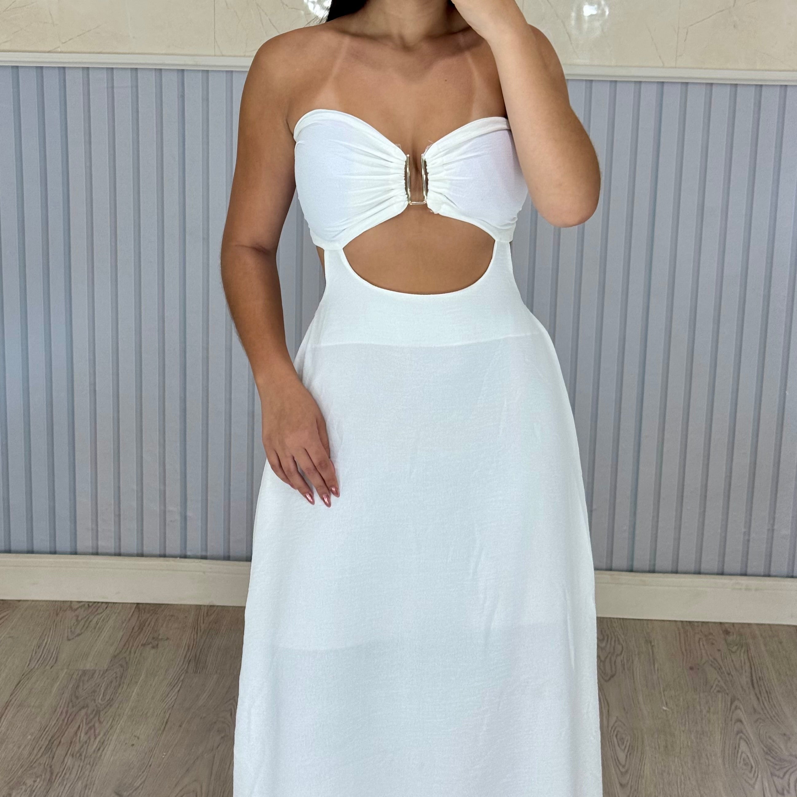 Vestido Longo Mariana Com Decote Frontal