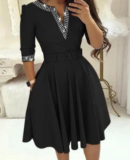 Vestido Manga Longa Preto Princesa