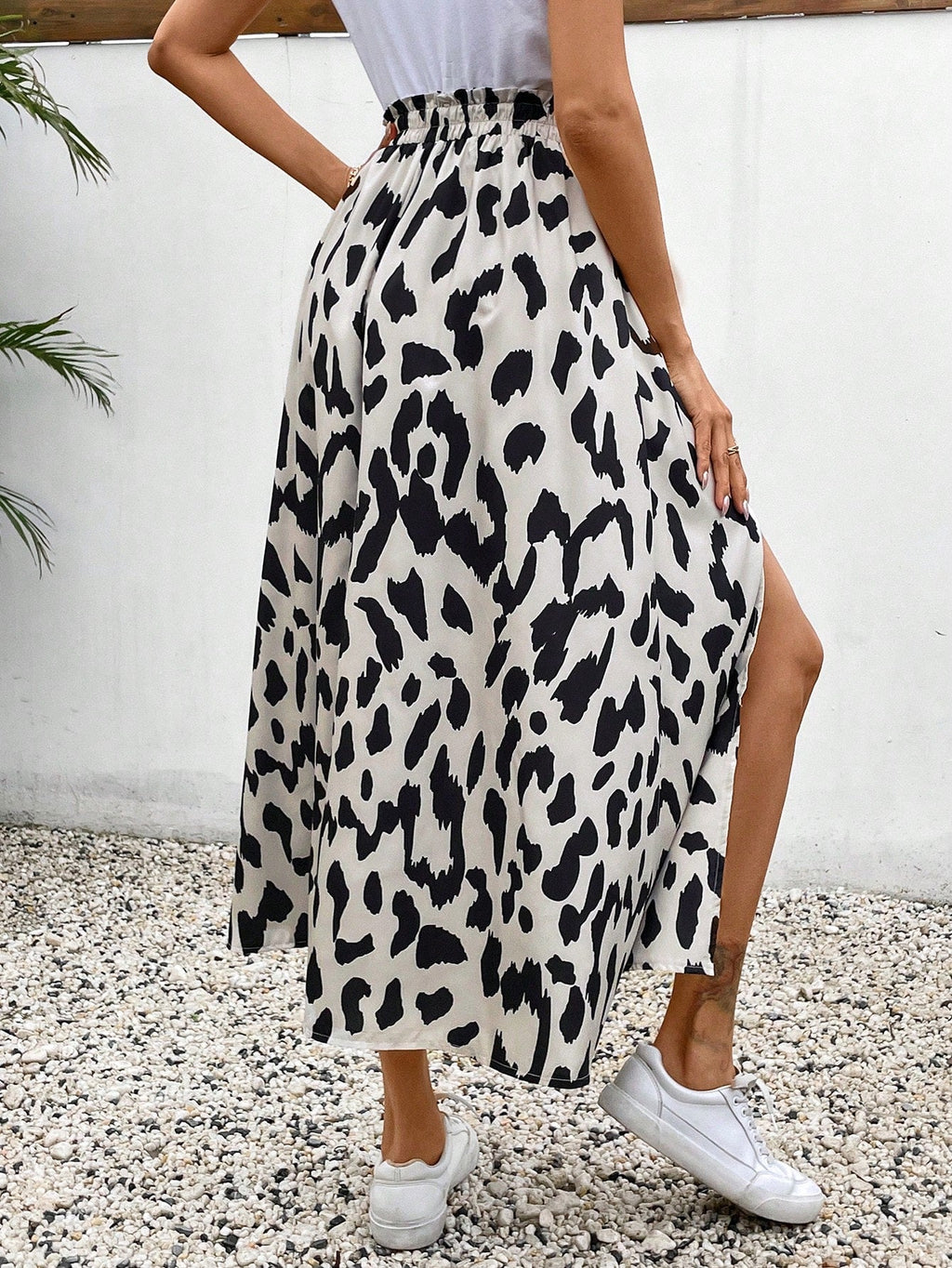 Saia Midi Com Estampa De Onça