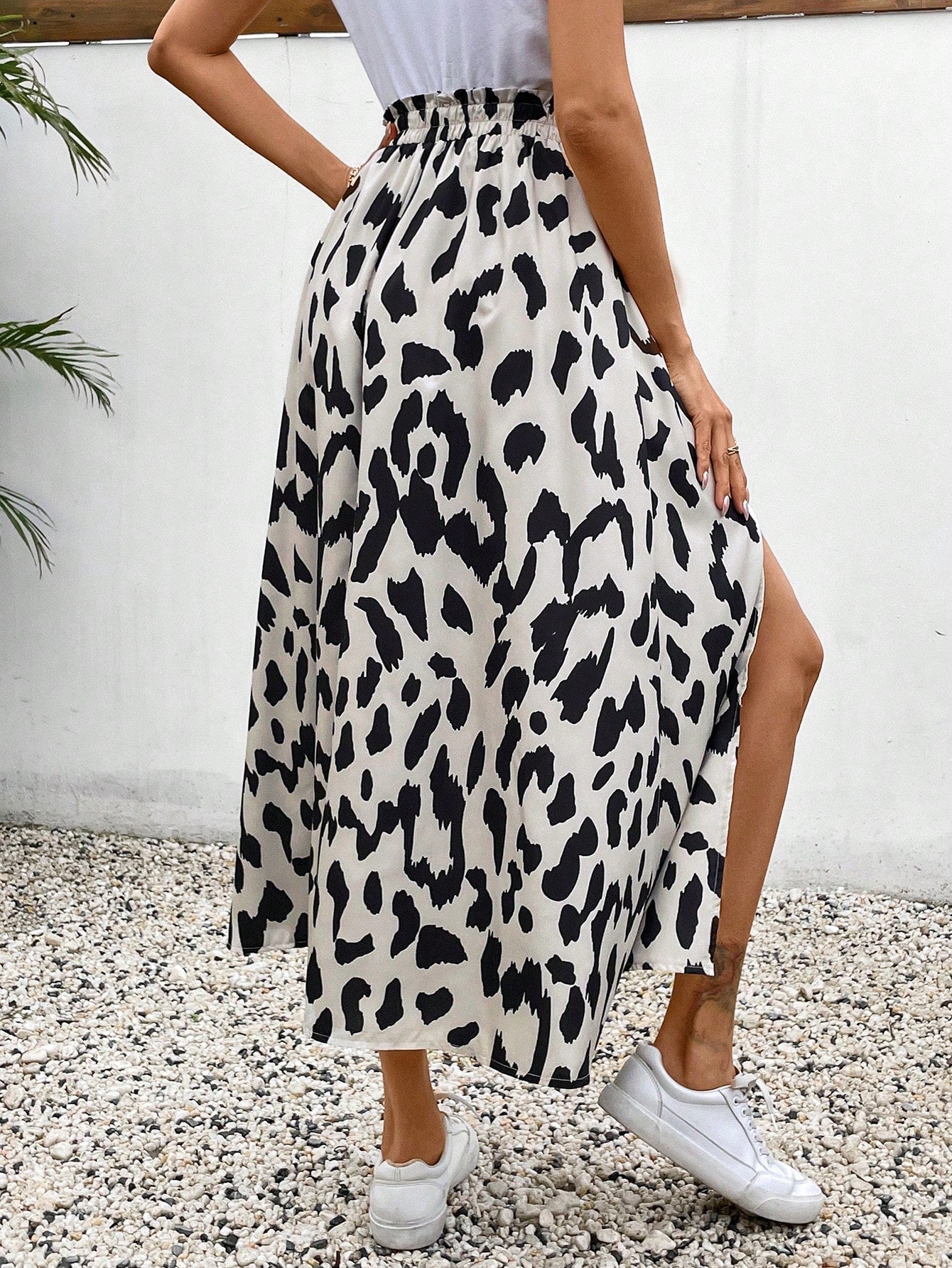 Saia Midi Com Estampa De Onça