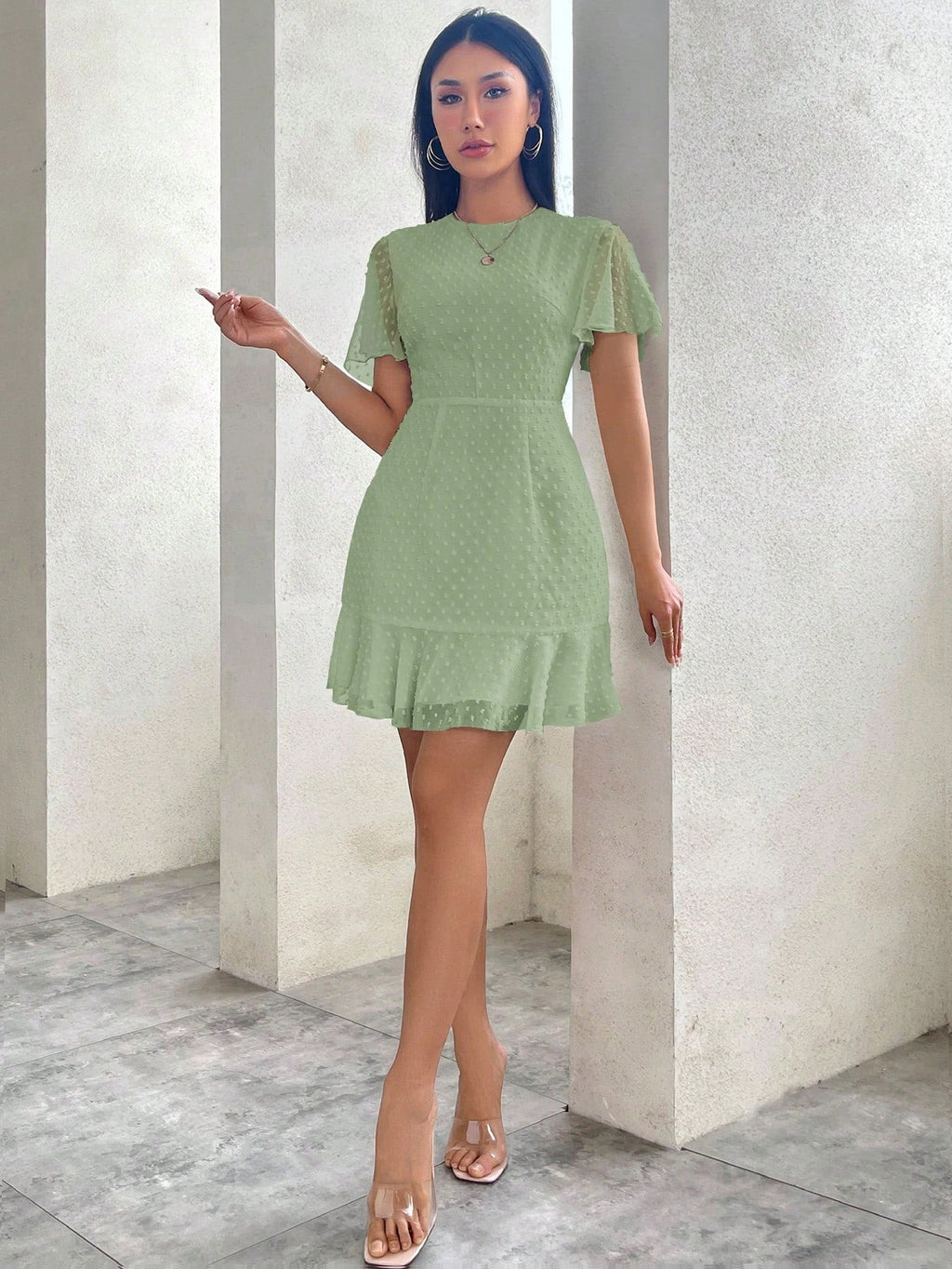 Vestido Deusa com Mangas de Babado