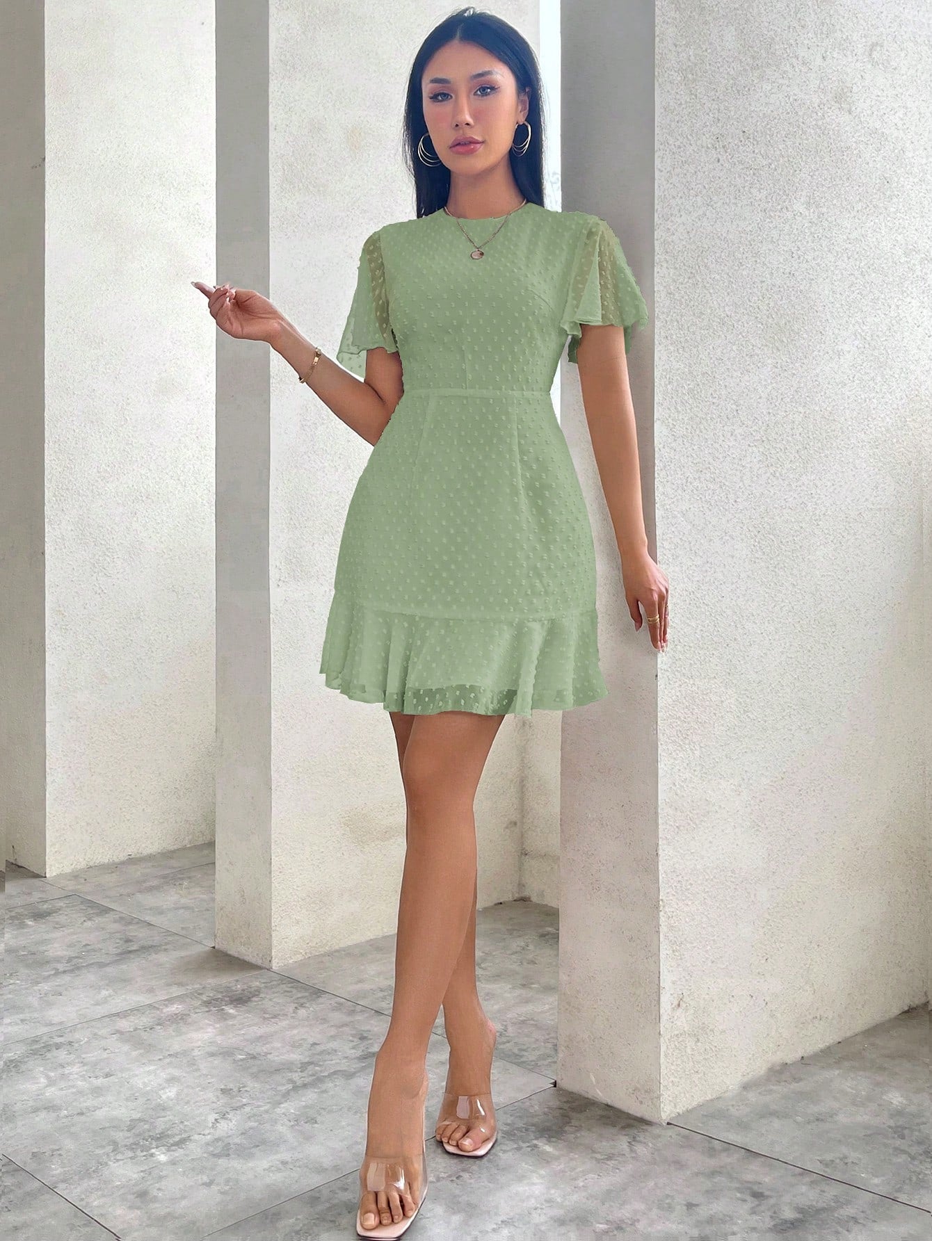 Vestido Deusa com Mangas de Babado