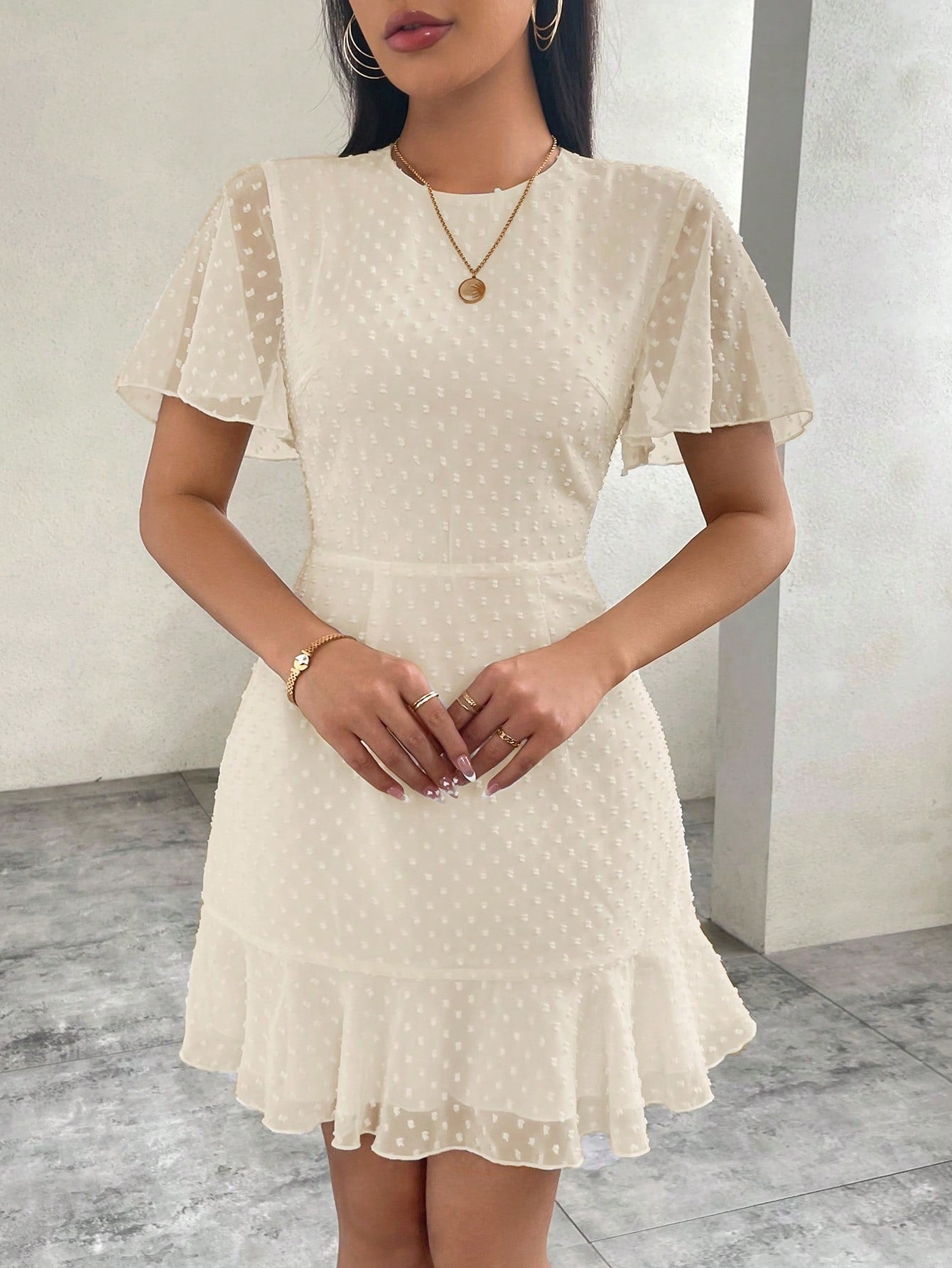 Vestido Deusa com Mangas de Babado