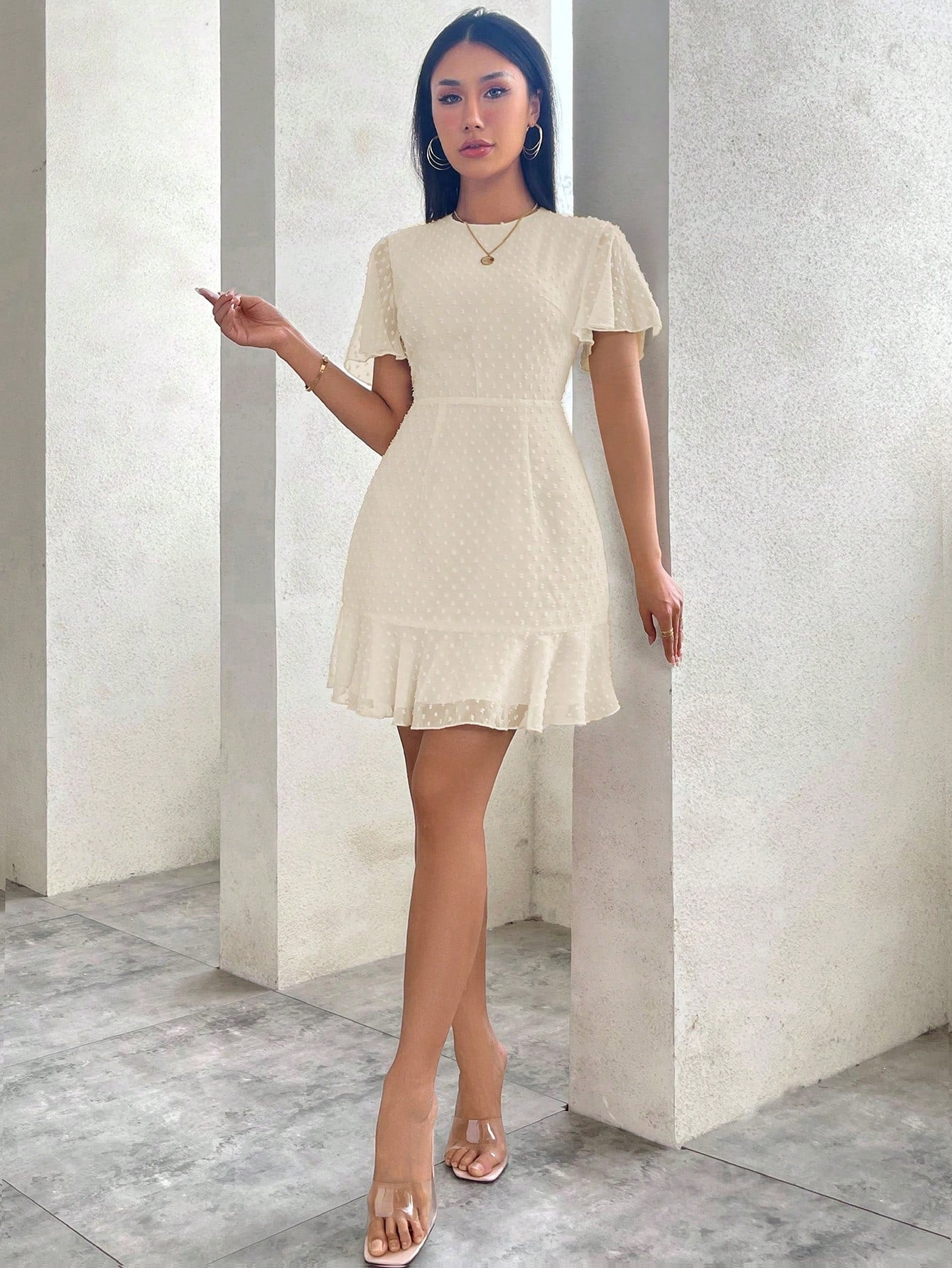 Vestido Deusa com Mangas de Babado