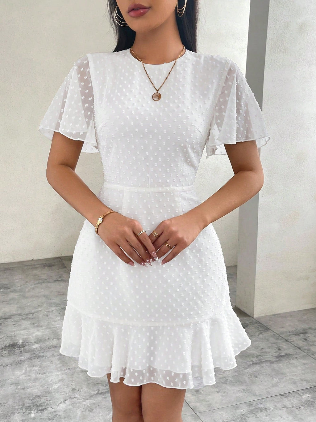 Vestido Deusa com Mangas de Babado