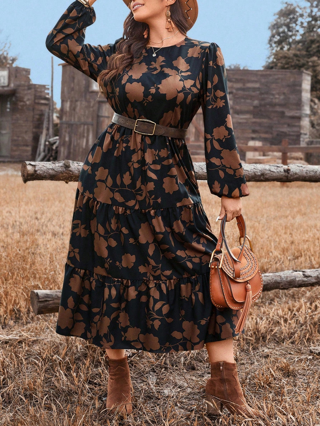 Vestido Feminino Longo Boho Chic Estampado Gabi