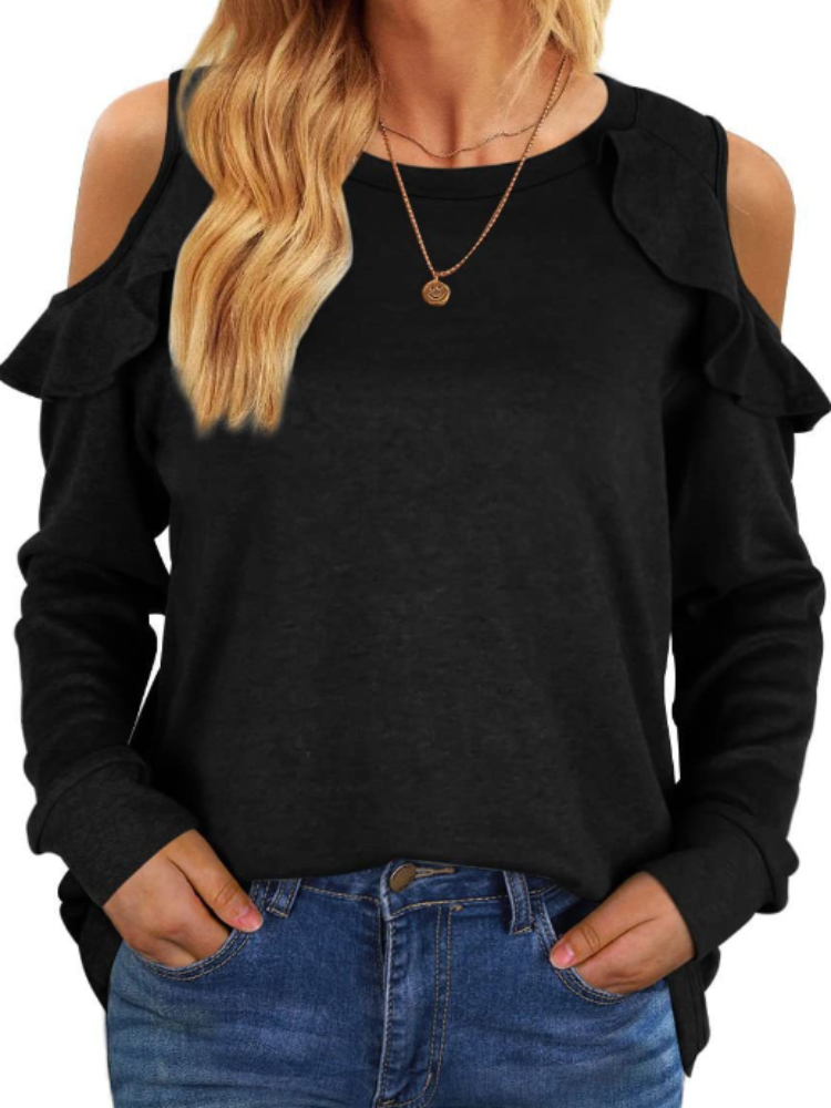 Blusa de Manga Comprida com Detalhe no Ombro Ana