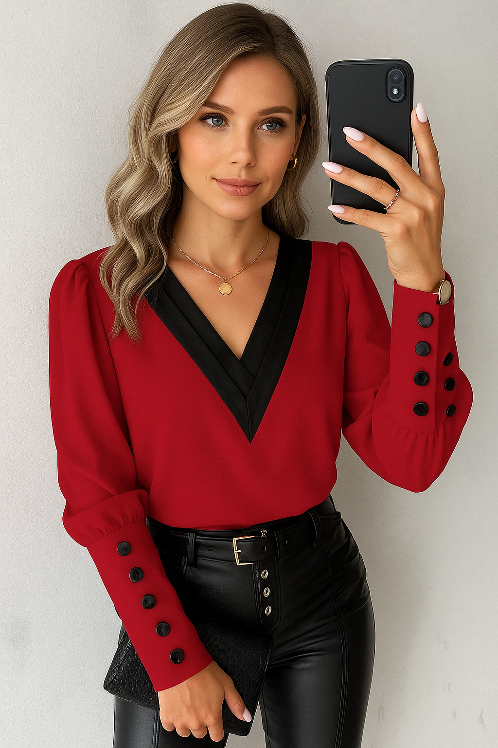 Blusa Manga Comprida com Botão Petrola