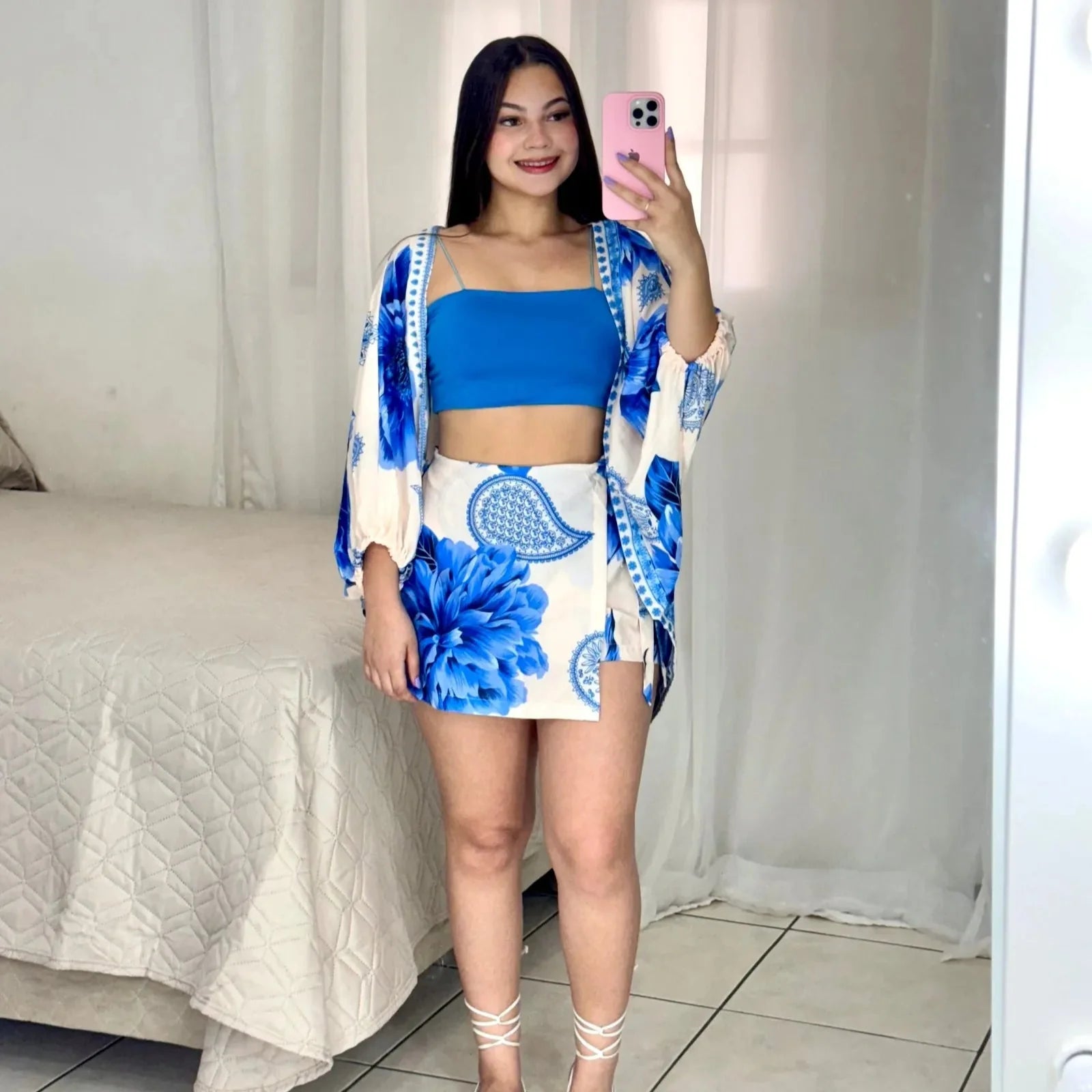 Conjunto Shorts Saia + Kimono