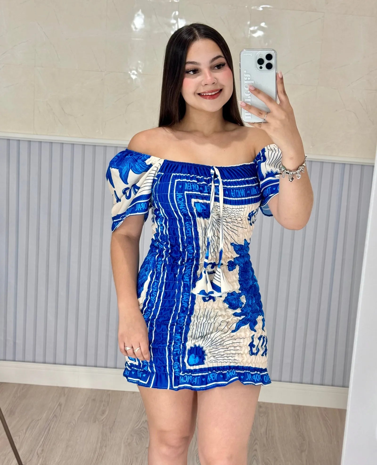 Vestido Lastex Azul Tropical