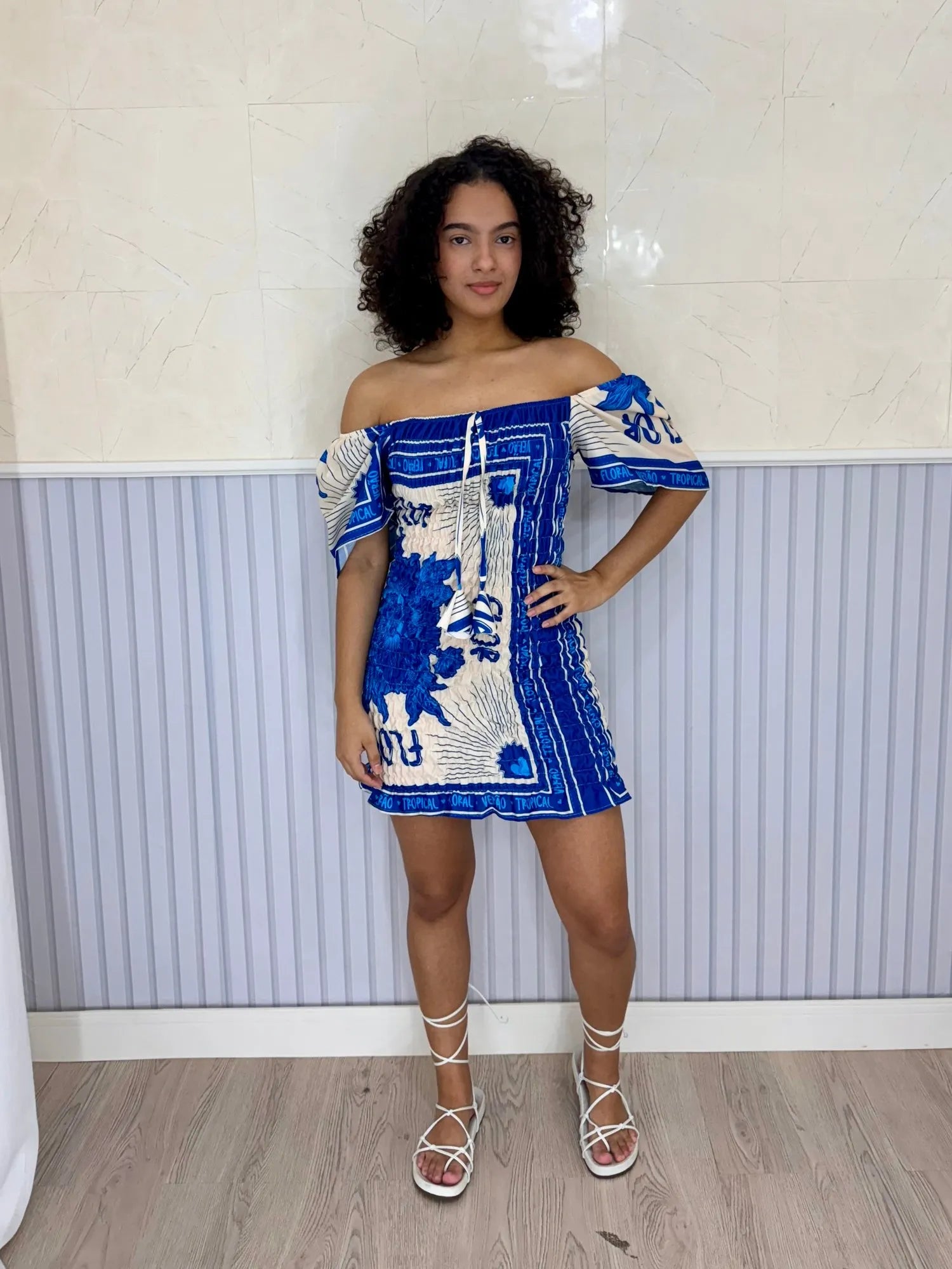 Vestido Lastex Azul Tropical