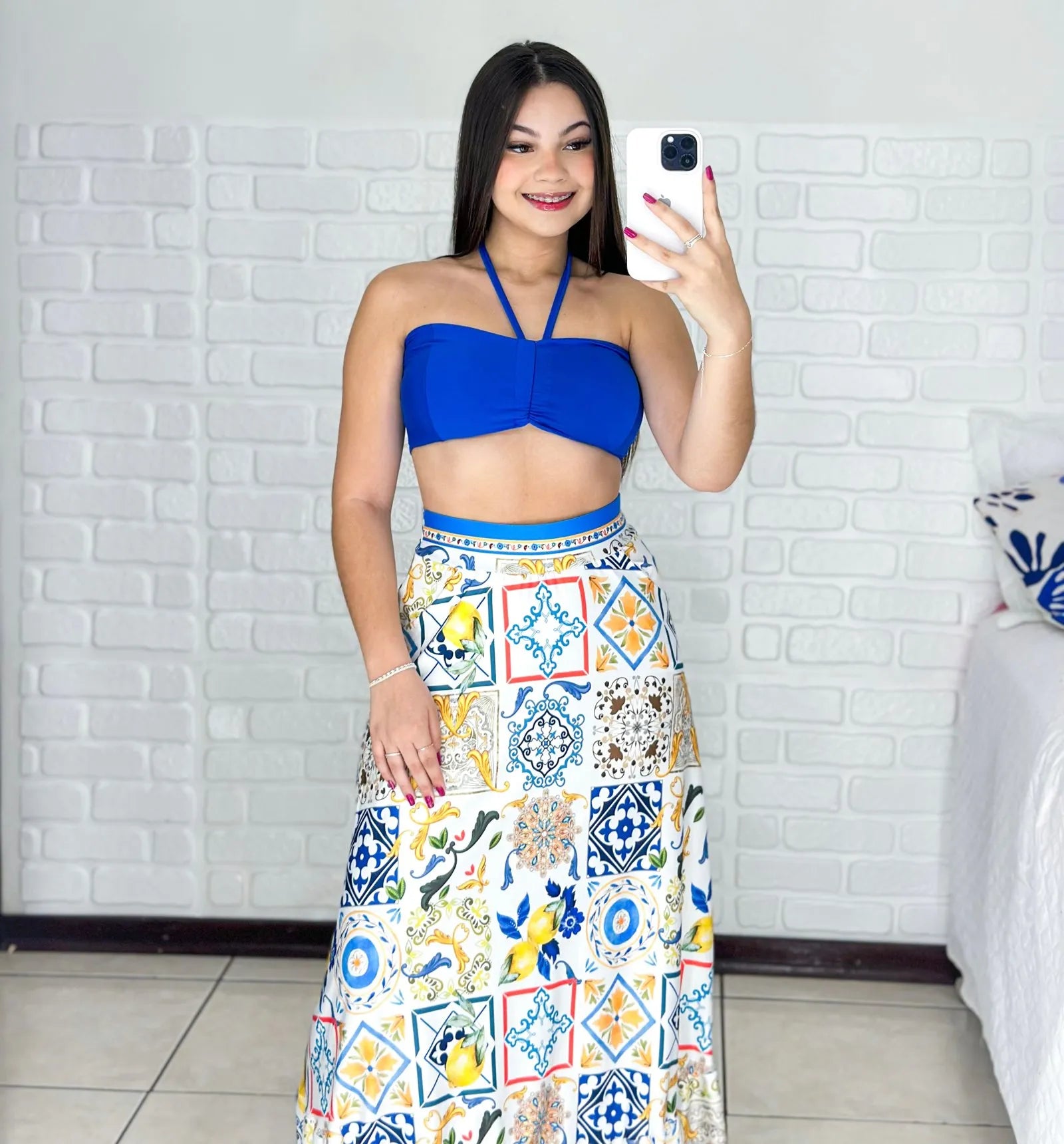 Conjunto Cropped + Saia Longa Summer