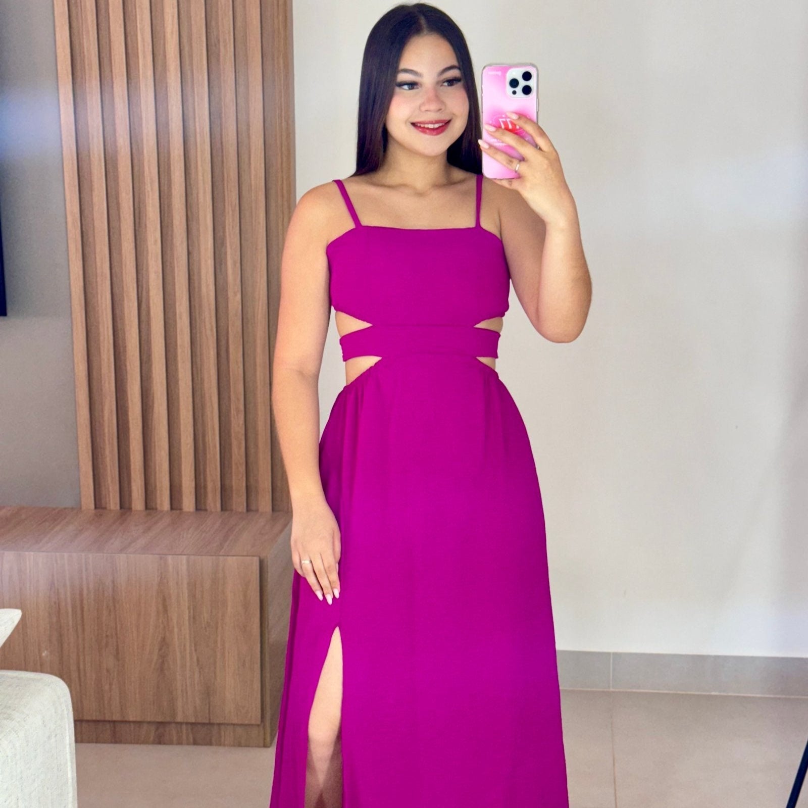 Vestido Midi Com Aberturas e Fenda Beatriz
