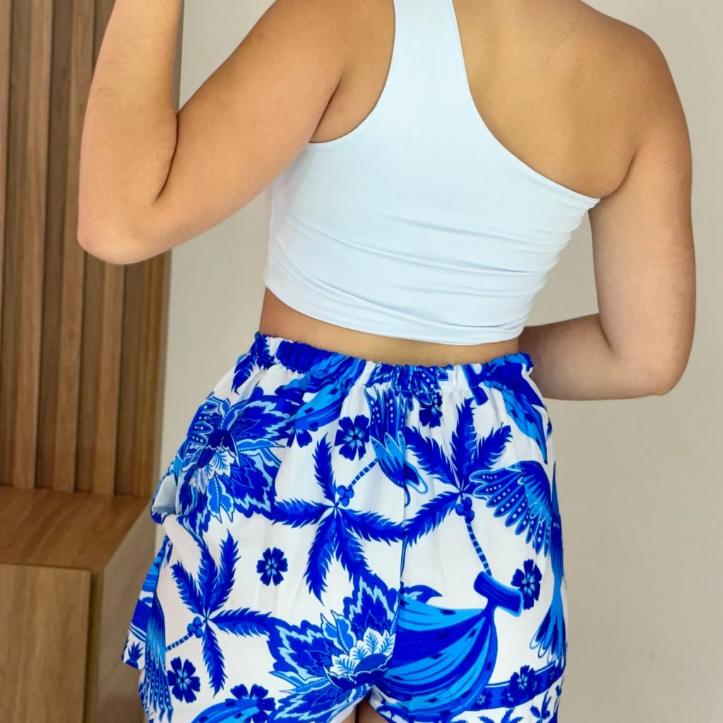 Shorts Saia Encanto Azul + Branco