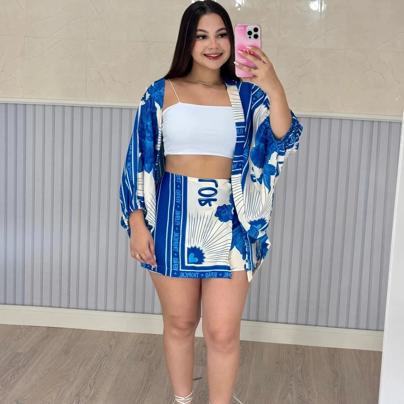 Conjunto Shorts Saia + Kimono